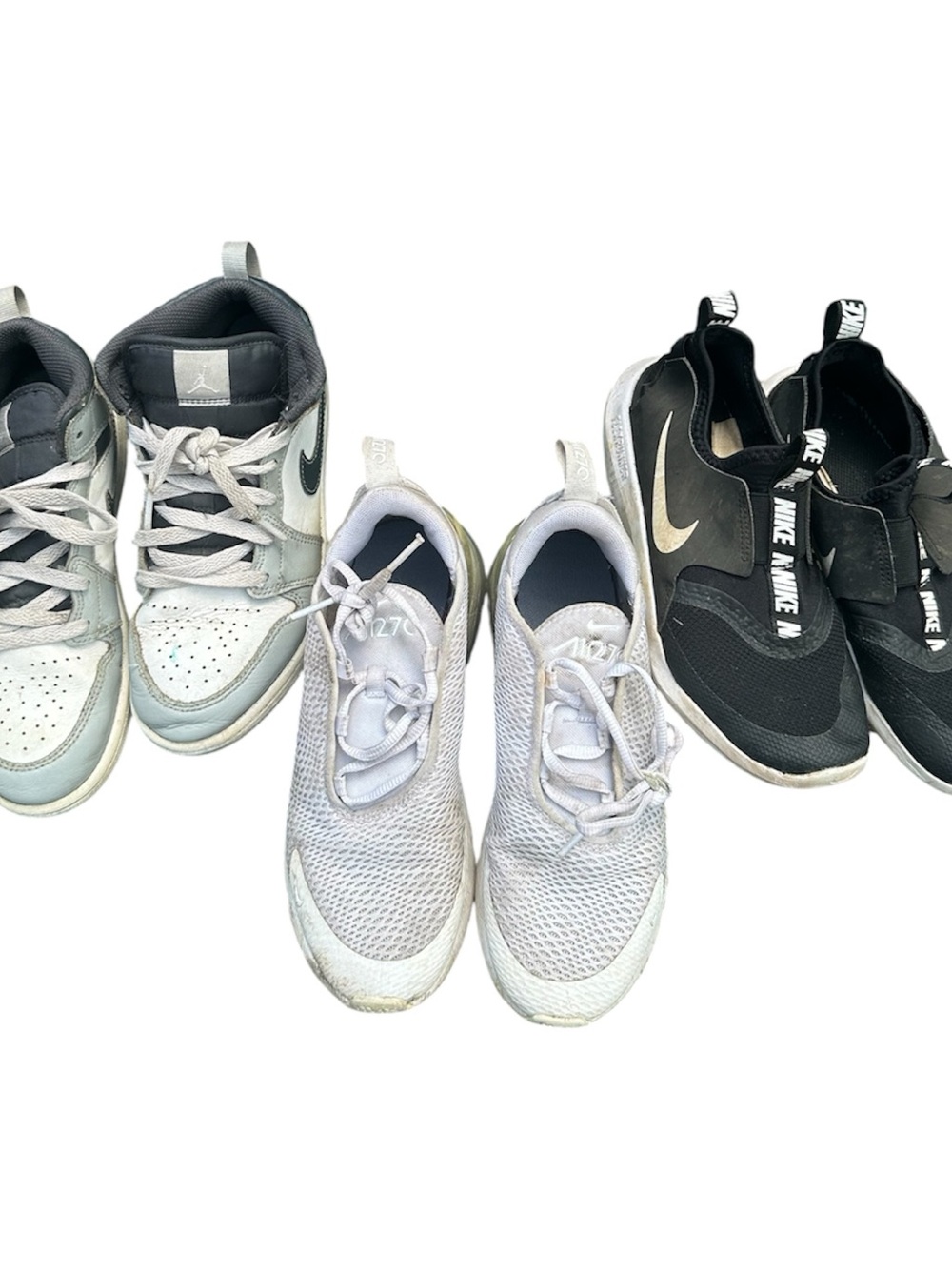 Lot of 3 Nike Kids White Athletic Sneakers Size 3